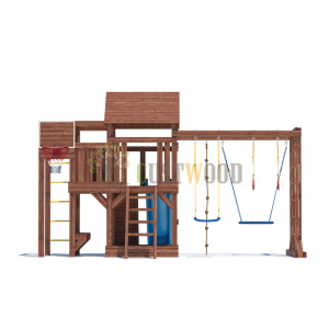 Детская деревянная игровая площадка для улицы дачи CustWood Scout SC10 с деревянной крышей
