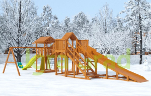 Детская деревянная зимняя горка IgraGrad Snow Fox 5,9 м Панда Фани Gride